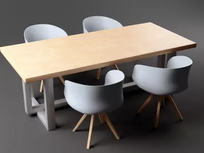 Low Poly Table and chair Free 3D model