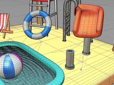 SUMMER MODEL SET MOTION GRAPHICS 3D model