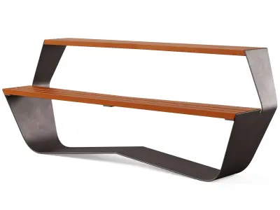 Park benches KARMA with litter bin by Concept urbain 3D model
