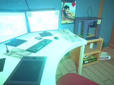 Lowpoly stylized room asset Low-poly 3D model