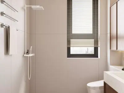 Modern Minimalist Bathroom with Vanity and Toilet 063 3D model