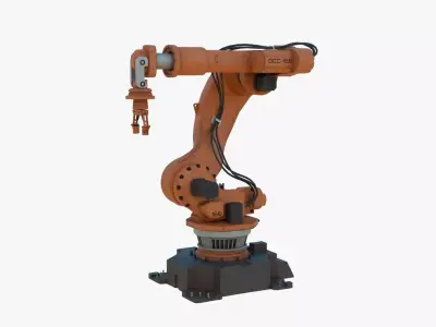 Industrial Robot Arm Orange Rusty Low-poly 3D model