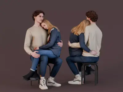 Intimate Moment - Couple Sitting Together 3D model