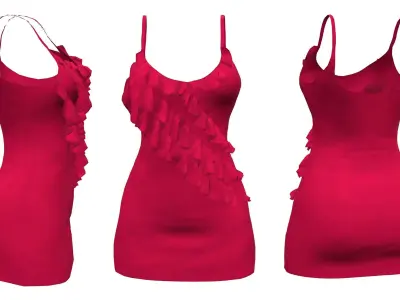 Tank Dress With Front Frills Low-poly 3D model