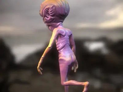  Alien three-eyed Low-poly 3D model