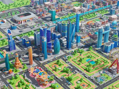 Megacity Low-poly 3D model