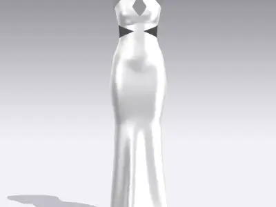 SATIN WHITE DRESS 3D model