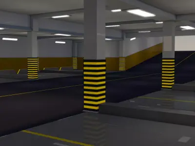 Parking underground  Low-poly 3D model