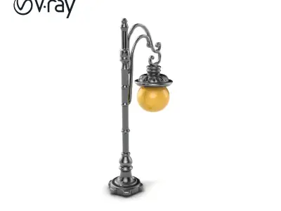 Early 20th-Century Lamppost Wooden Pillar Model Pack Low-poly 3D model