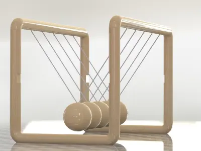 Wooden Newtons cradle Free 3D model