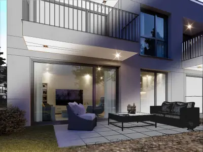 Beautiful terrace night view 3D model