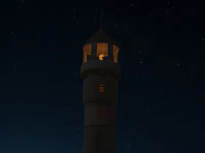 Lighthouse mosque under cloudy sky Free 3D model