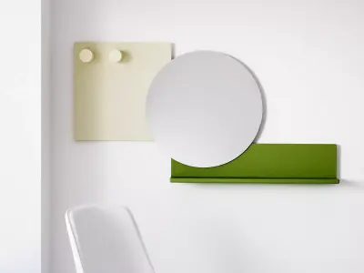 Piers wall shelf with mirror and chair 3D model