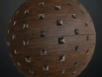 Medieval Studded Dark Wood Planks PBR Seamless Texture