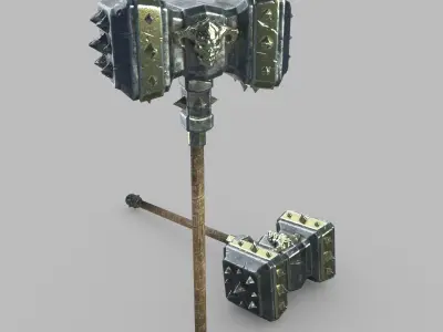 Spiked warhammer Low-poly 3D model