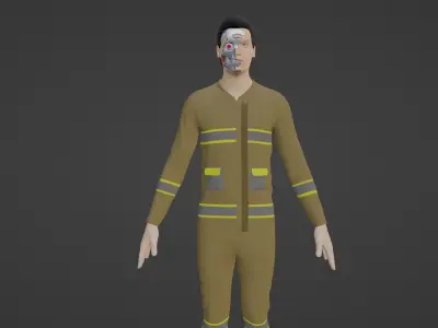 Cyber Worker - Robot Man Low-poly 3D model