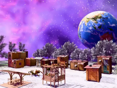 Alien Colony on Another Planet Low-poly 3D model