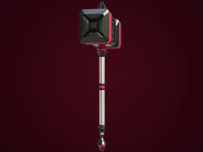 Sci-Fi Battle Hammer 02 All PBR Unity UE V-Ray Textures Included Low-poly 3D model