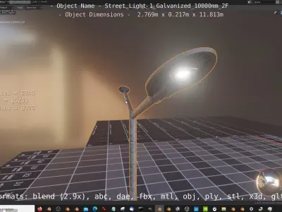 Street Light 1 Galvanized 10000mm 2F Low-poly 3D model