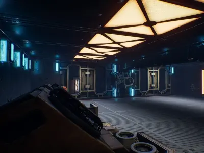 Sci-Fi Hangar UE Low-poly 3D model