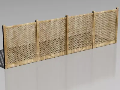 Wooden fence 01 3D model