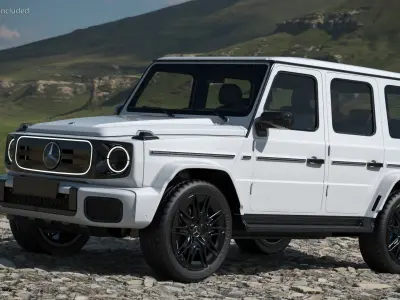  White Mercedes-Benz G580 2025 Rigged for Cinema 4D 