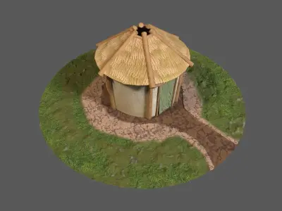 Simple Stylized Hay Hut Low-poly 3D model