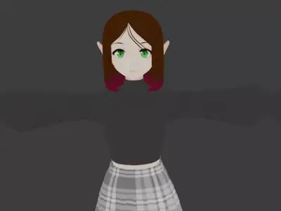 SciFi 3d anime kawaii girl character c21 Low-poly 3D model