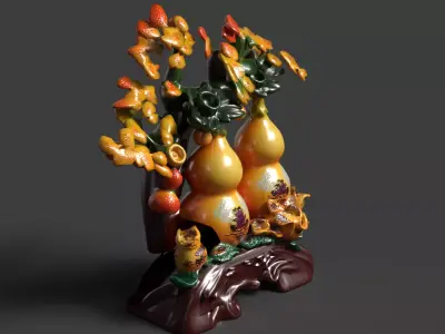Chinese Gourd Decoration  Low-poly 3D model