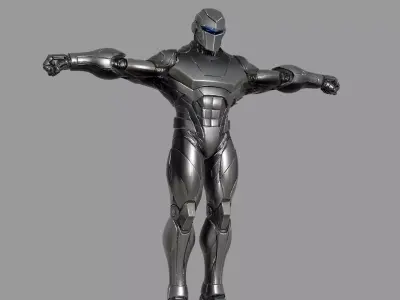 Chrome Cyber Soldier Armor Low-poly 3D model