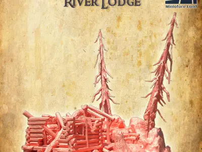 Ruined River House Tabletop Terrain 28 MM 3D print model
