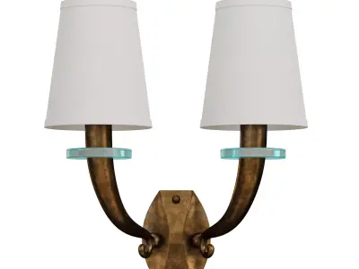 Wall Lights Brass Glass Fabric Italy 1950s 3D model