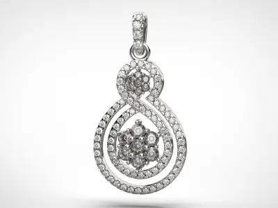 PE1402 Classic Solitaire Pendant half ct CAD STL 18K  3g 3D print model