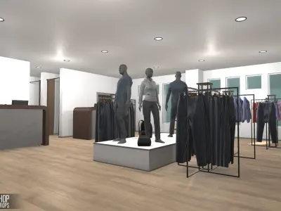 Fashion shop - interior and props Low-poly 3D model