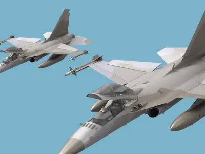 Combat Interceptor Fighter Jet Rigged for Maya 3D model