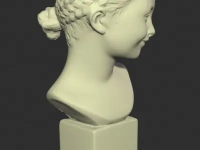 Terracotta bust of a young girl signed by Pigalle 3D model