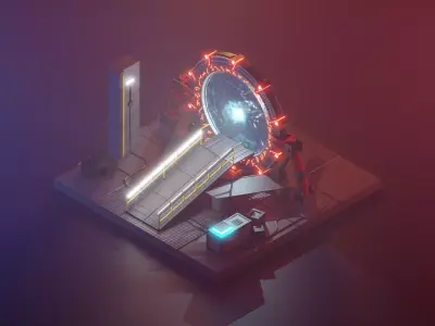 stargate low poly model render in blender  Low-poly 3D model
