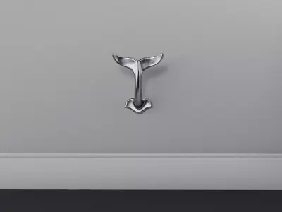 Whale Tail Hook Metal Decor Low-poly 3D model