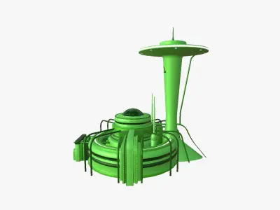 SciFi Facility D06 Green - Sci Fi Exterior Design Low-poly 3D model
