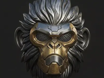 Cyber Primate Mask STL -  Futuristic Monkey Mask 3D print model