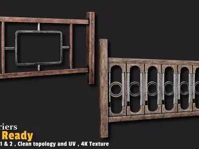 10 Barriers  Game Ready VOL01 Low-poly 3D model