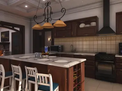 Cottage victorian house with roof Low-poly 3D model