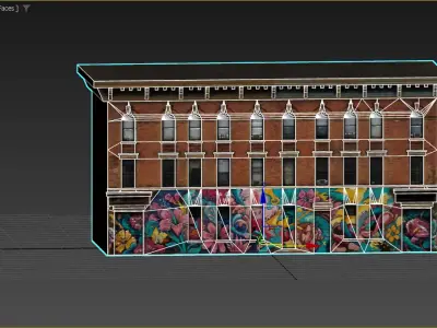Street wall building Low-poly 3D model Low-poly 3D model