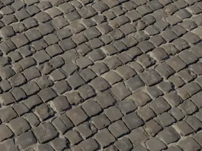 Worn Basalt Cobblestone Street  Texture