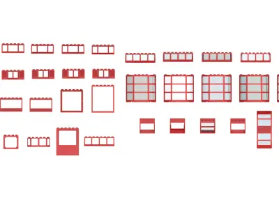 TwindBricks3D - 36 Piece Window Part Collection - Part 2 3D print model