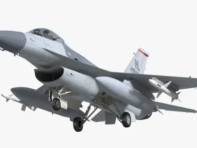  Fighter F-16 with Pilot and Missile Launcher LAU-129 Rigged for Cinema 4D 