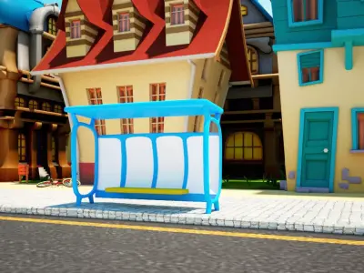 bus stop Low-poly 3D model