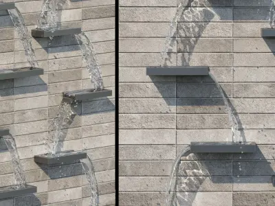 Waterfall fountains cascade 02 3D model