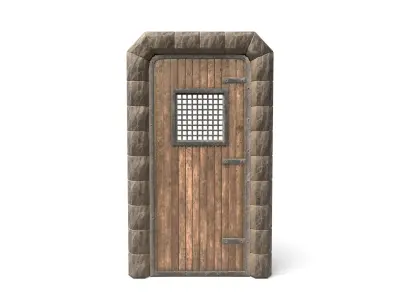 Small Square Medieval Wooden Door  Low-poly 3D model