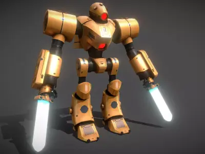 Low Poly Blade Robot Low-poly 3D model